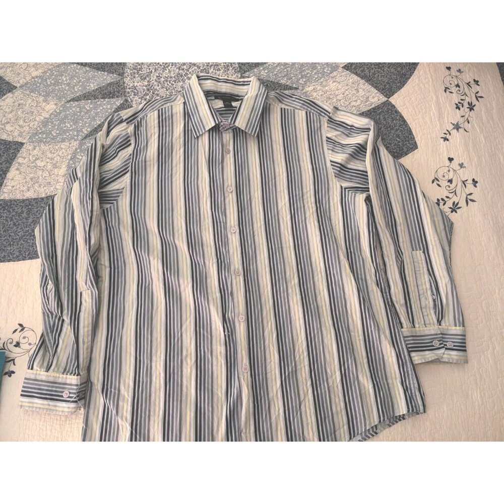 International Concepts Mens Striped Button Down Shirt Size XXL